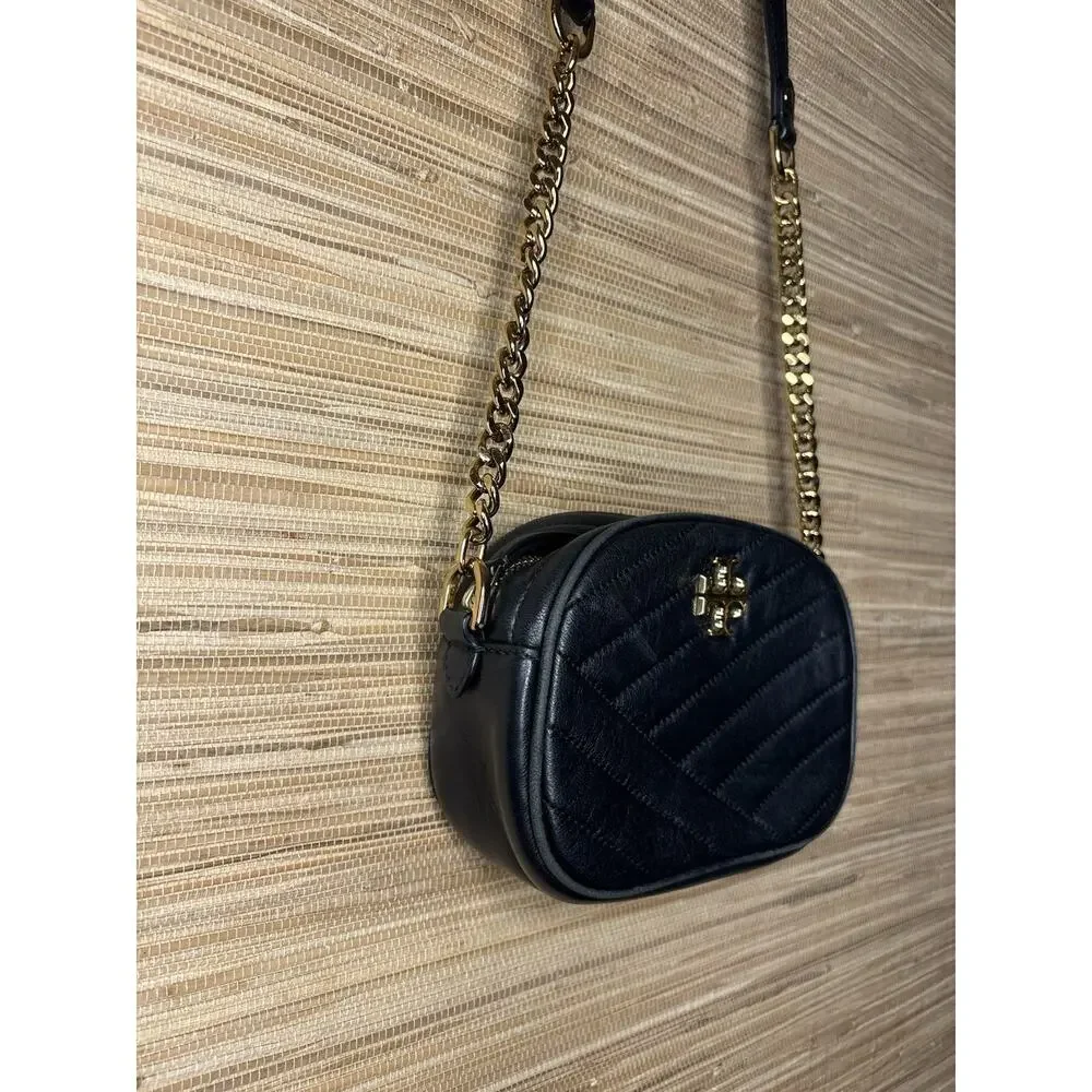 Tory Burch Kira Chevron Small Camera Bag Black 8” x 6”